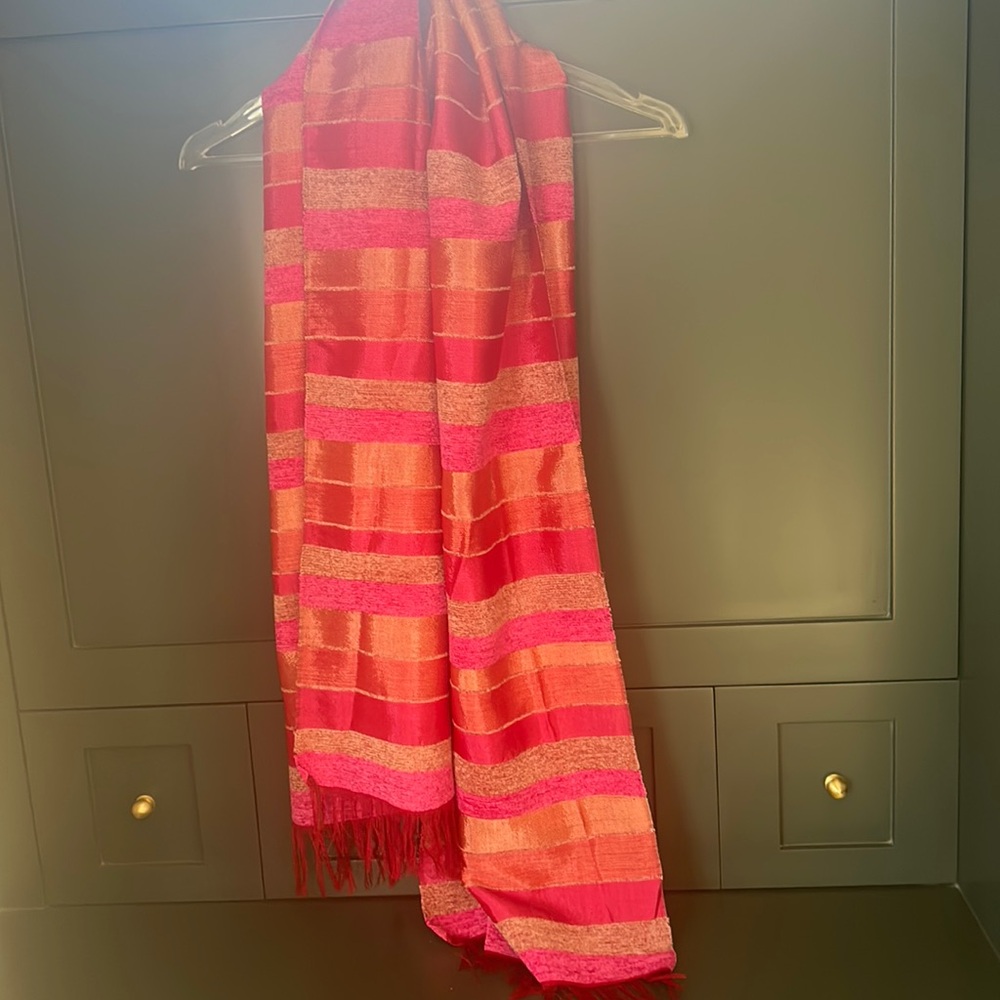 Silk and chenille striped Moroccan scarf 68 by 21